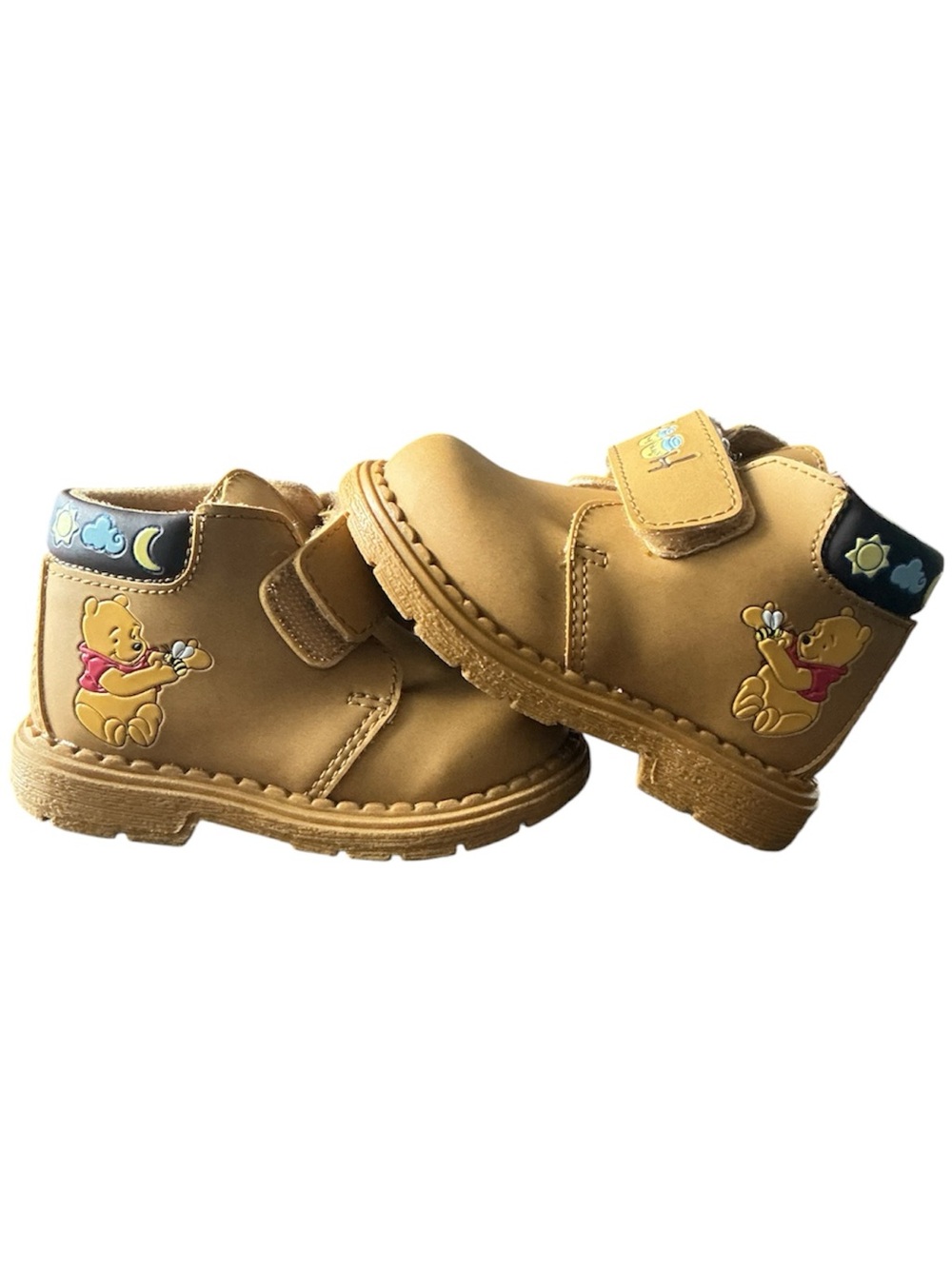 Vintage Winnie the Pooh Tan Kids Boots with Hook-and-Loop Strap